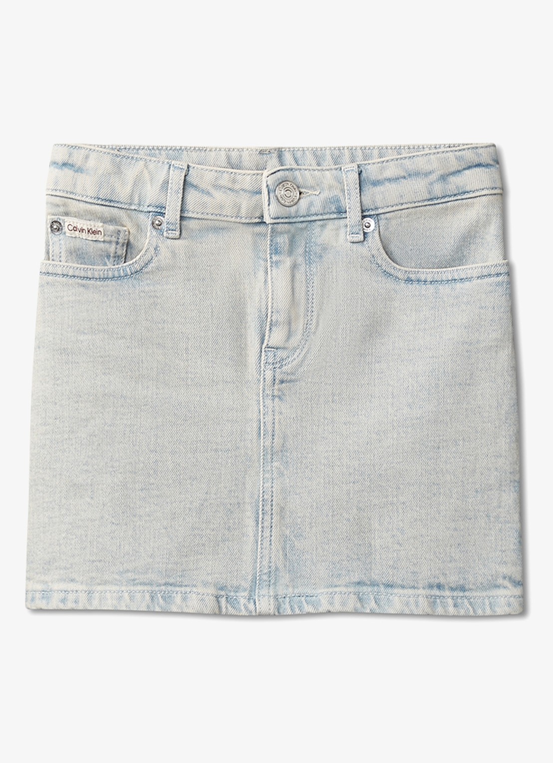 Calvin Klein Mini spijkerrok met steekzakken - voorkant 4 indigo