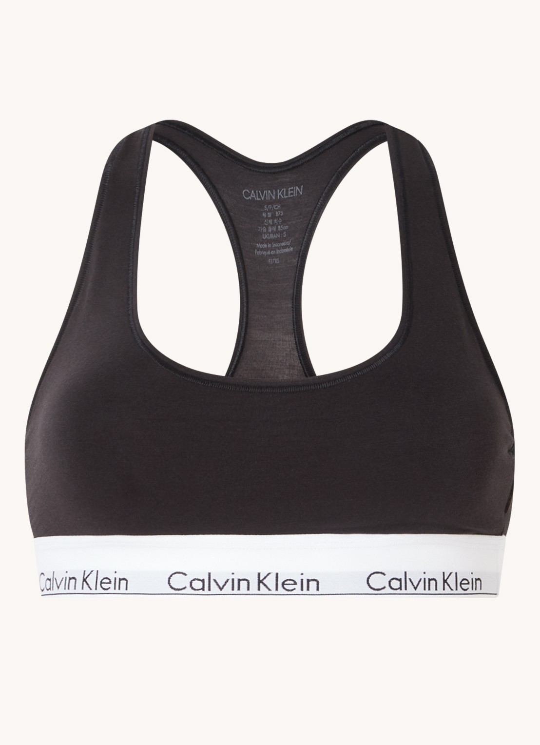 Calvin Klein Modern bralette met logoband - voorkant 7 black / zwart