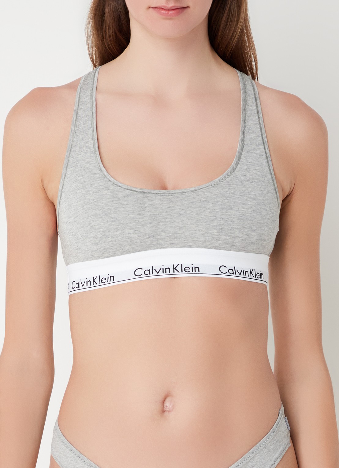 Calvin Klein Modern bralette met logoband - detail grey heather / grijs