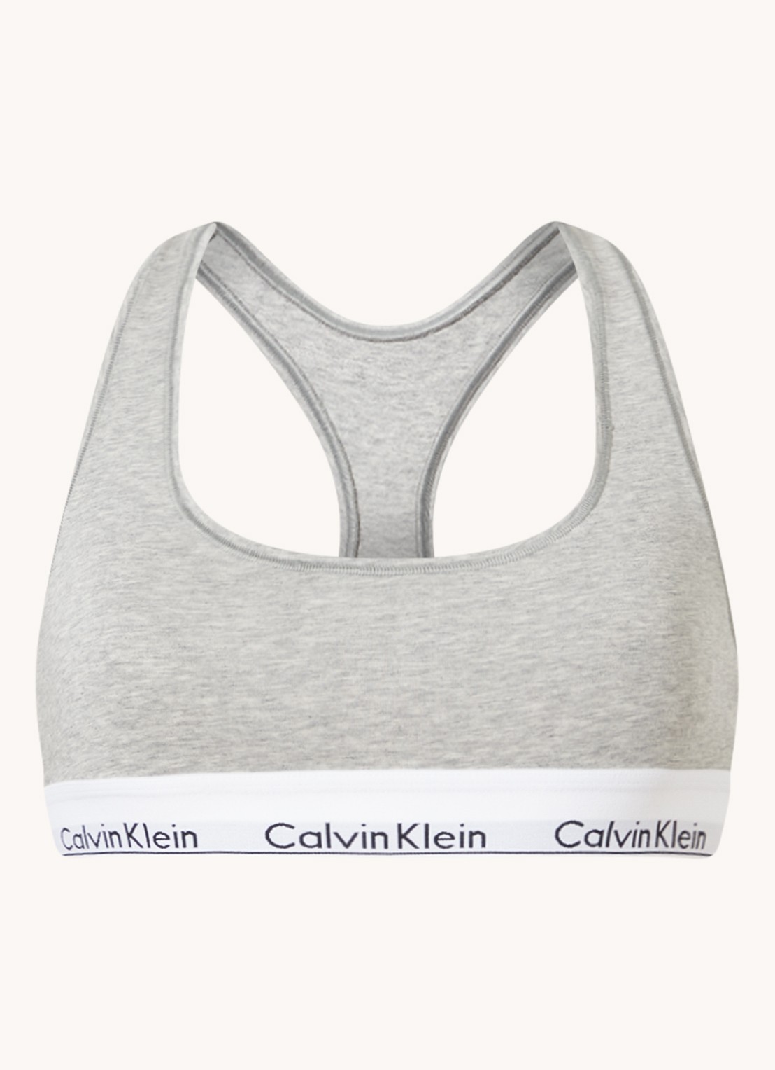 Calvin Klein Modern bralette met logoband - voorkant 3 grey heather / grijs