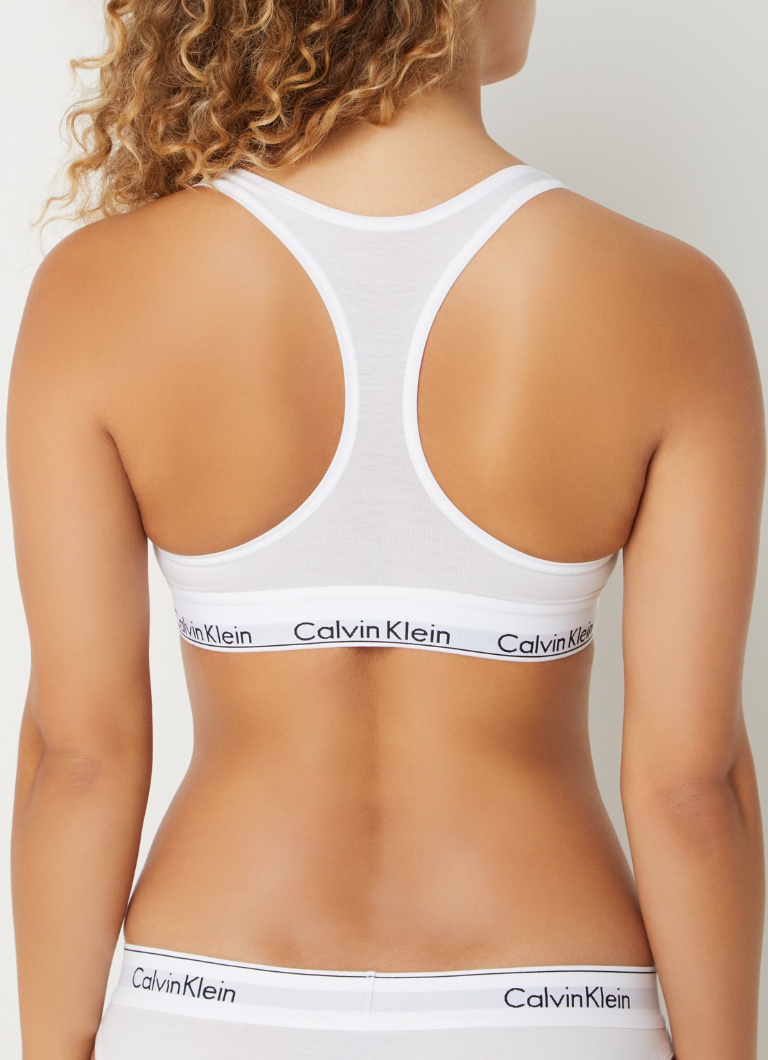 Calvin Klein Modern bralette met logoband - achterkant classic white  / wit