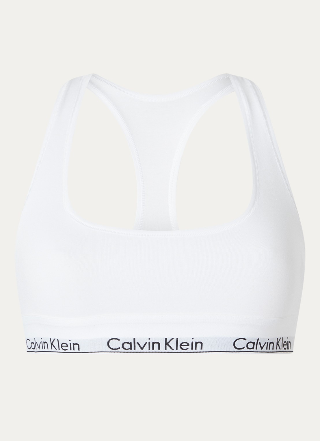 Calvin Klein Modern bralette met logoband - voorkant 7 classic white  / wit