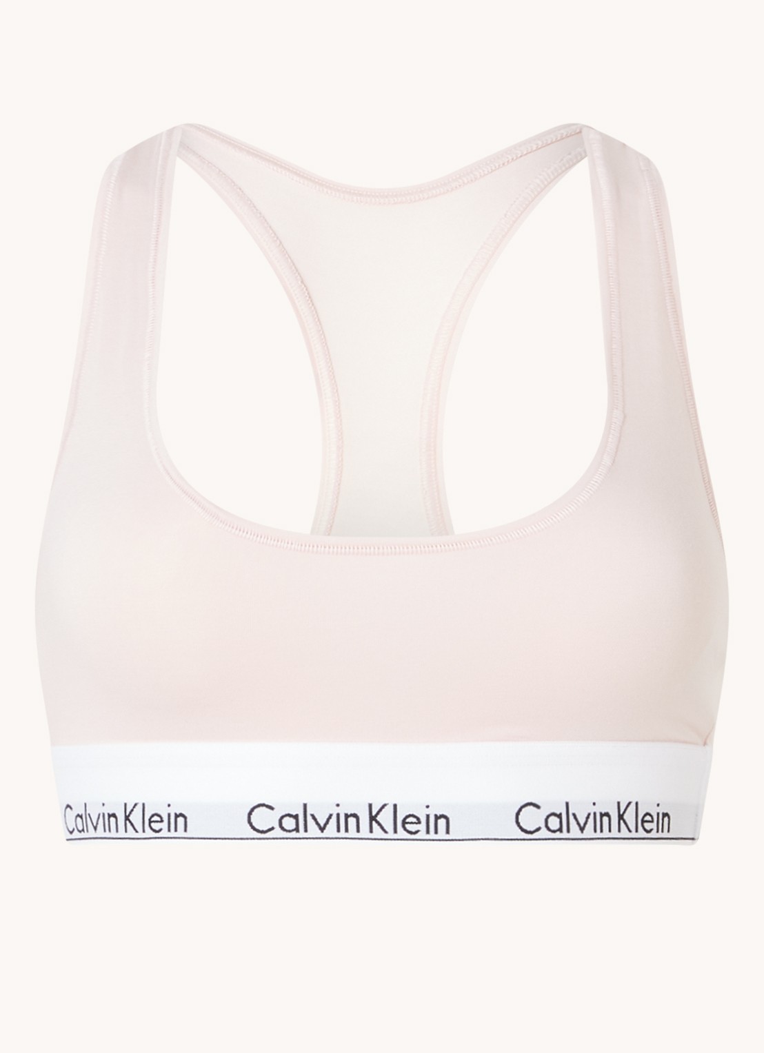 Calvin Klein Modern bralette met logoband - voorkant 3 nymphs thigh  / roze
