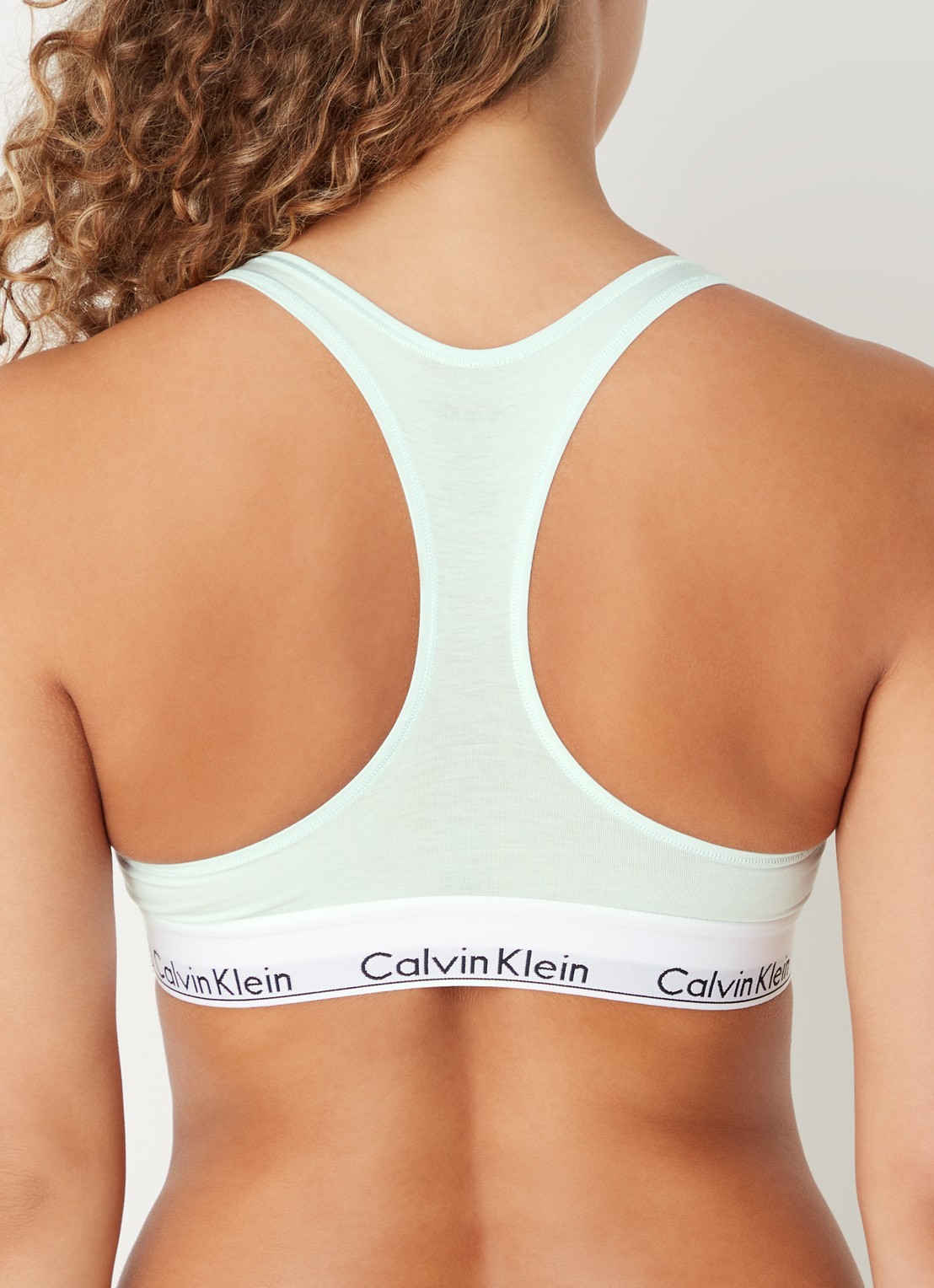 Calvin Klein Modern bralette met logoband - achterkant island reef  / blauw
