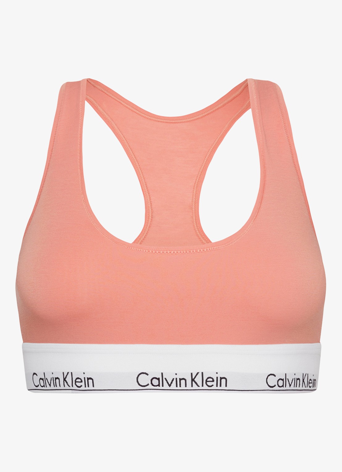 Calvin Klein Modern bralette met logoband - voorkant coral almond  / roze