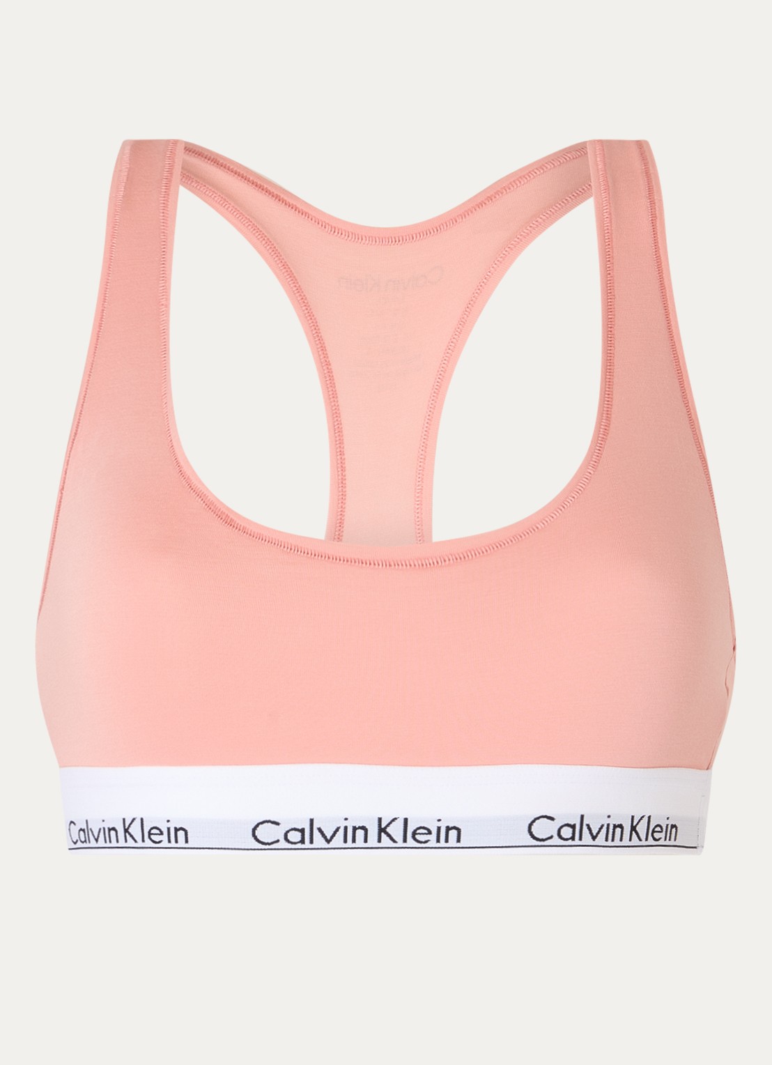 Calvin Klein Modern bralette met logoband - voorkant 2 coral almond  / roze
