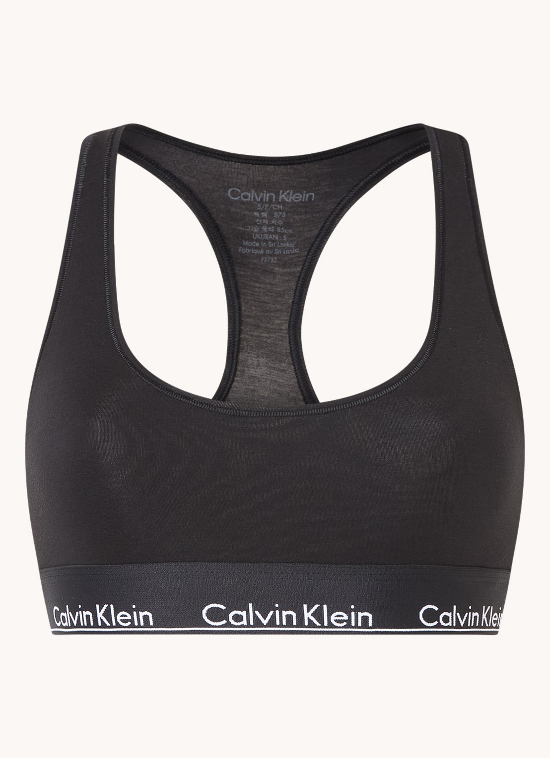 Calvin Klein Modern bralette met logoband - voorkant 5 black w. dtm / zwart