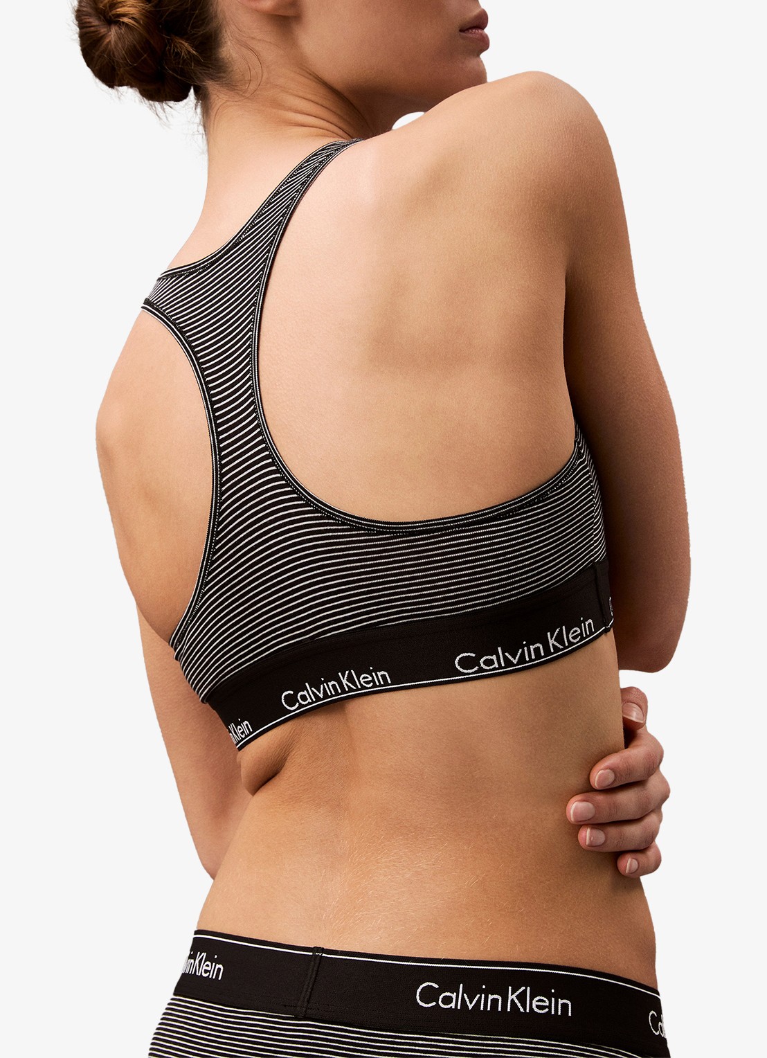 Calvin Klein Modern bralette met logoband - detail 7 hairline stripe black / zwart