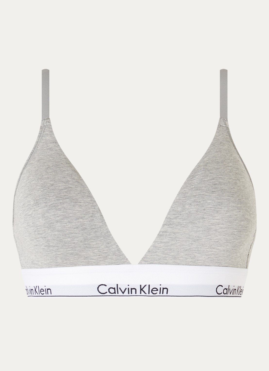 Calvin Klein Modern bralette met uitneembare vulling en logoband - voorkant 10 grey heather / grijs