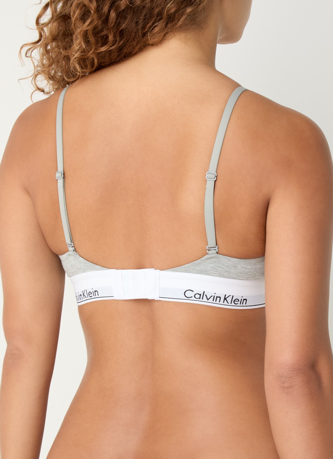 Calvin Klein Modern bralette met uitneembare vulling en logoband - achterkant 3 grey heather / grijs