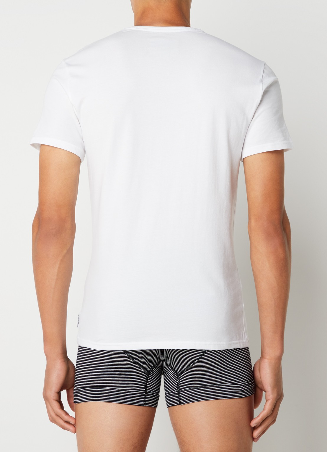 Calvin Klein Modern Cotton T-shirt met V-hals in 2-pack - achterkant 4 wit