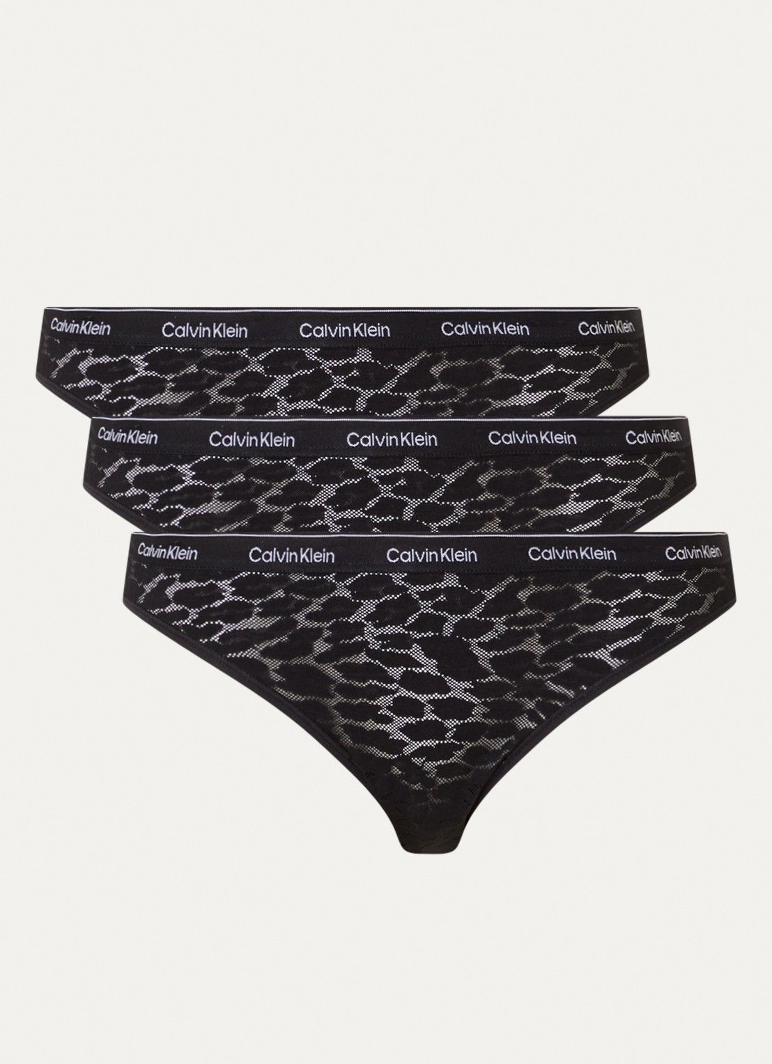Calvin Klein Modern Lace tanga van kant in 3-pack - voorkant 3 zwart