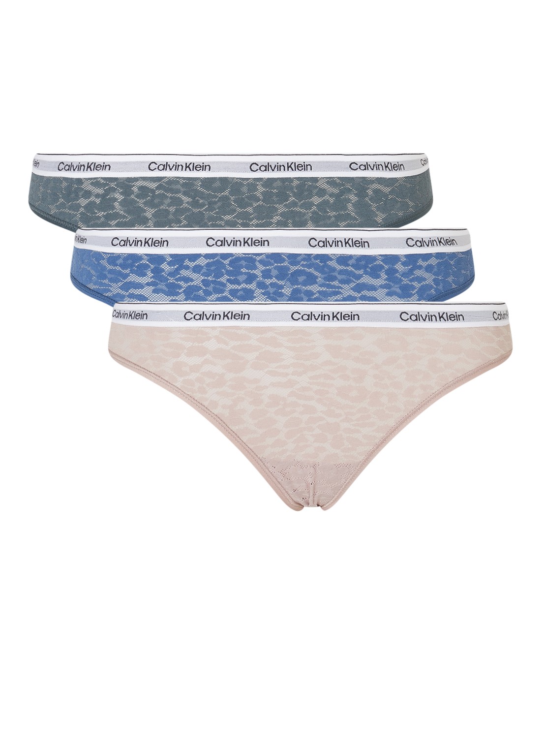 Calvin Klein Modern Logo slip van kant in 3-pack - voorkant 4 blauw