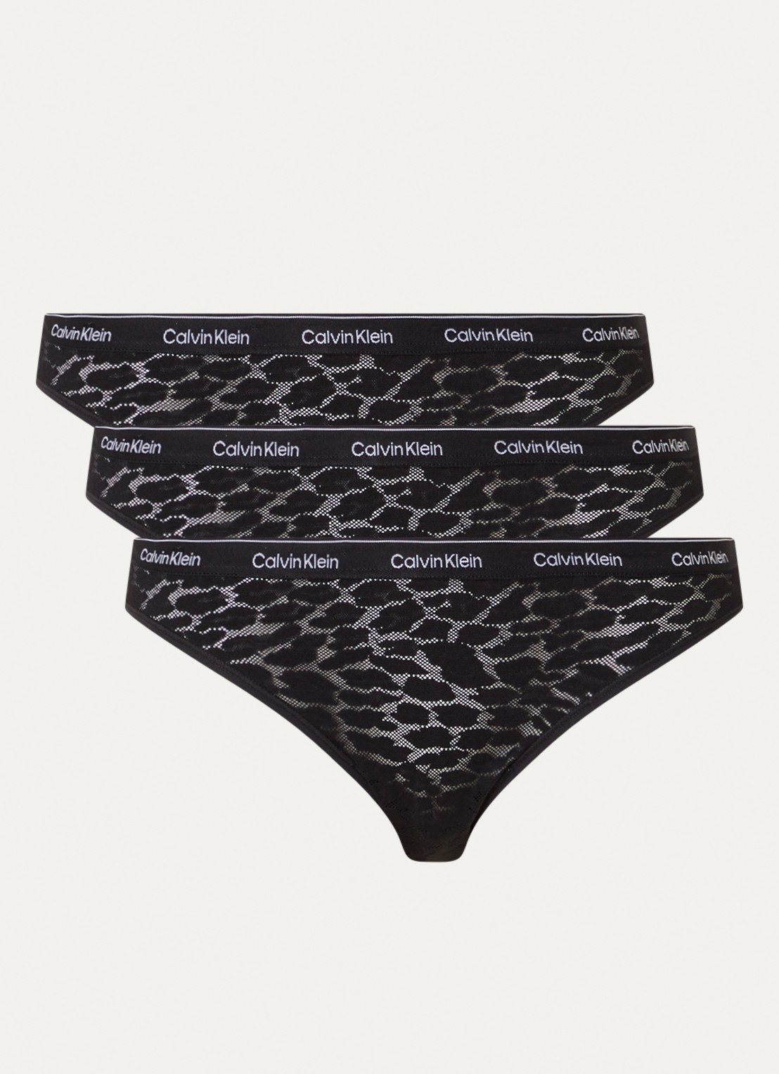 Calvin Klein Modern Logo slip van kant in 3-pack - voorkant zwart