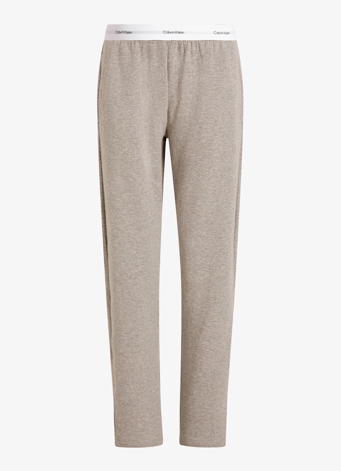 Calvin Klein Modern mid waist straight fit loungebroek met logoband - voorkant 5 lichtgrijs