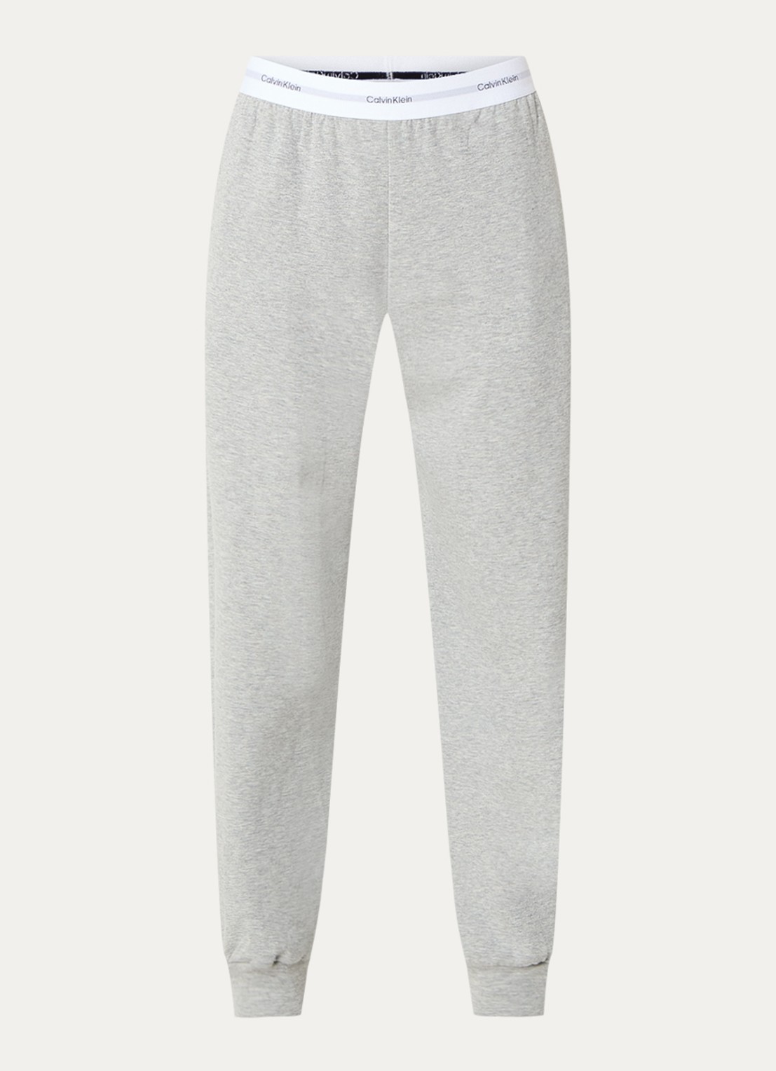 Calvin Klein Modern mid waist straight fit loungebroek met logoband - voorkant 7 lichtgrijs