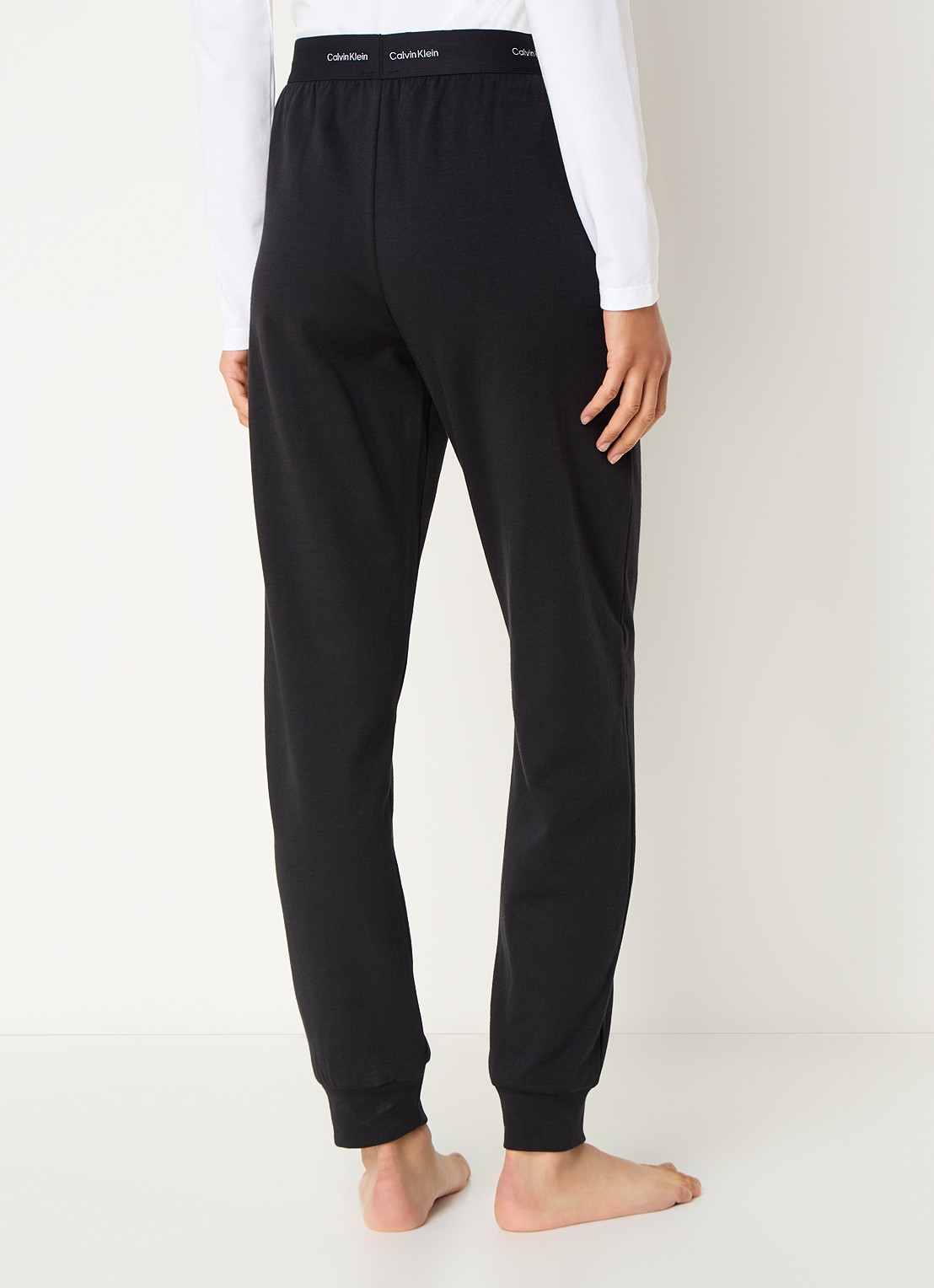 Calvin Klein Modern mid waist straight fit loungebroek met logoband - achterkant 2 zwart