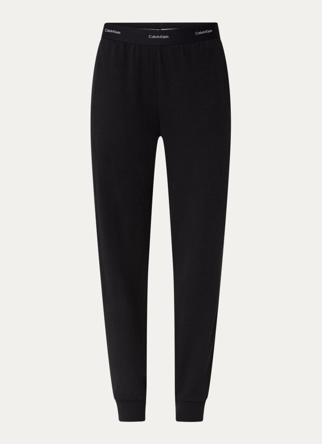 Calvin Klein Modern mid waist straight fit loungebroek met logoband - voorkant 9 zwart