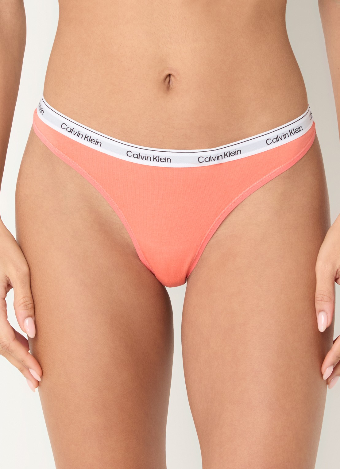 Calvin Klein Modern string met logoband - detail coral pop-yts / oranje