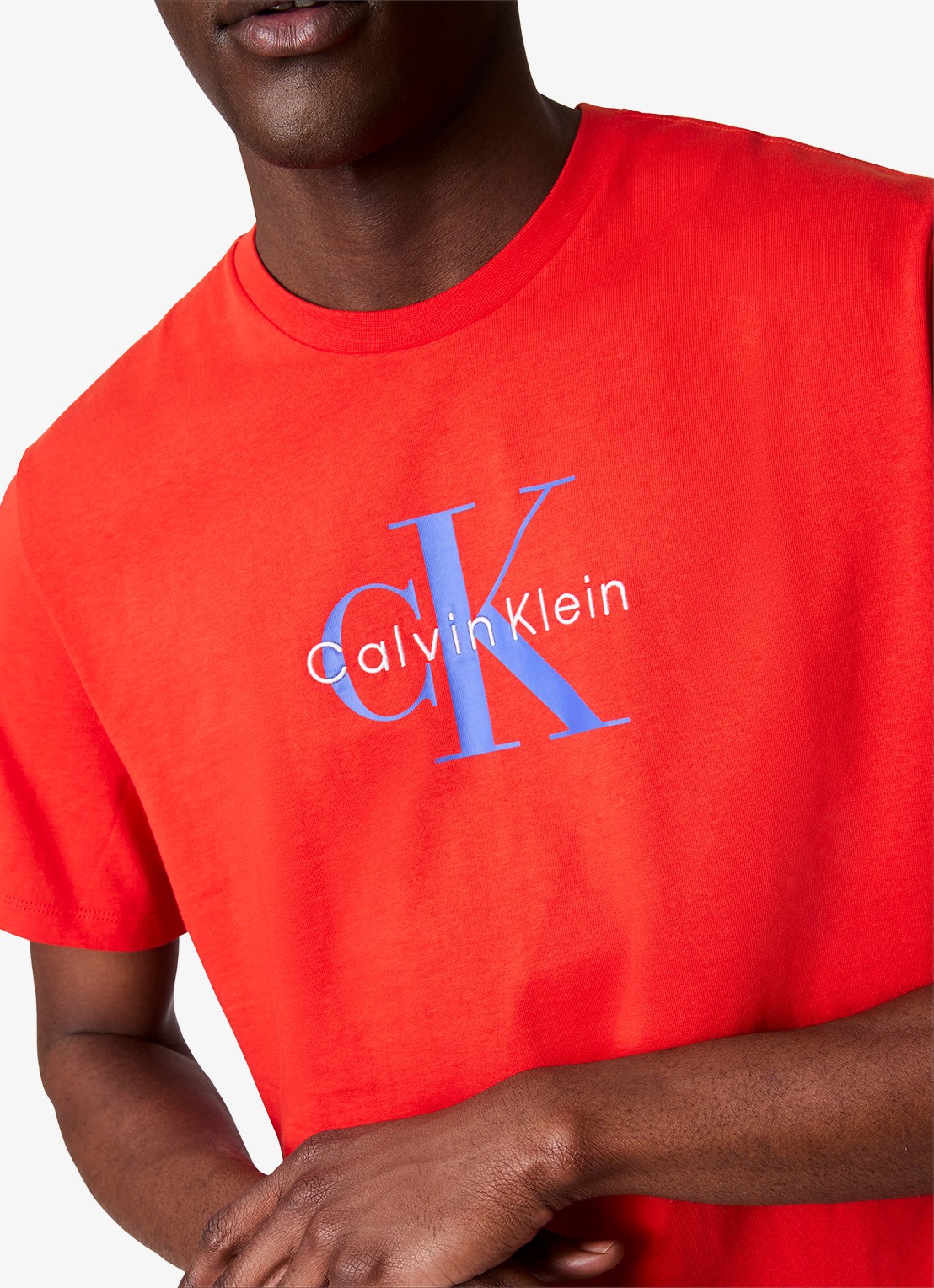 Calvin Klein Mono T-shirt met logo - detail 4 rood