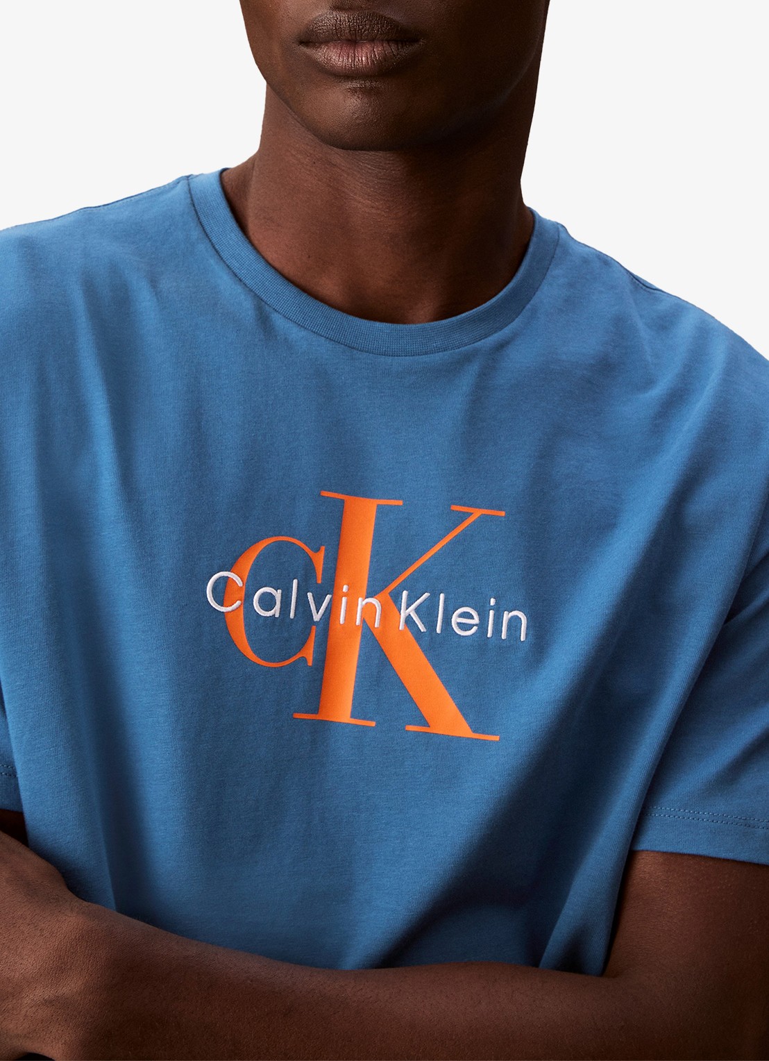 Calvin Klein Mono T-shirt met logo - detail 3 blauw