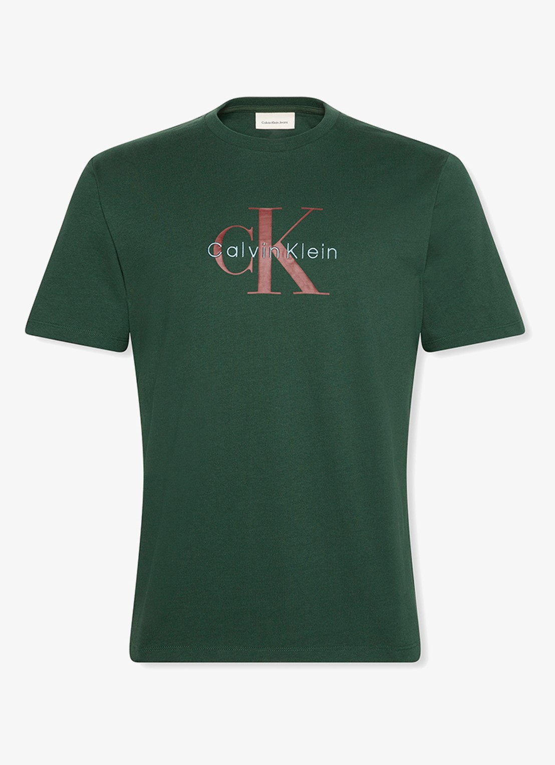 Calvin Klein Mono T-shirt met logo - voorkant legergroen