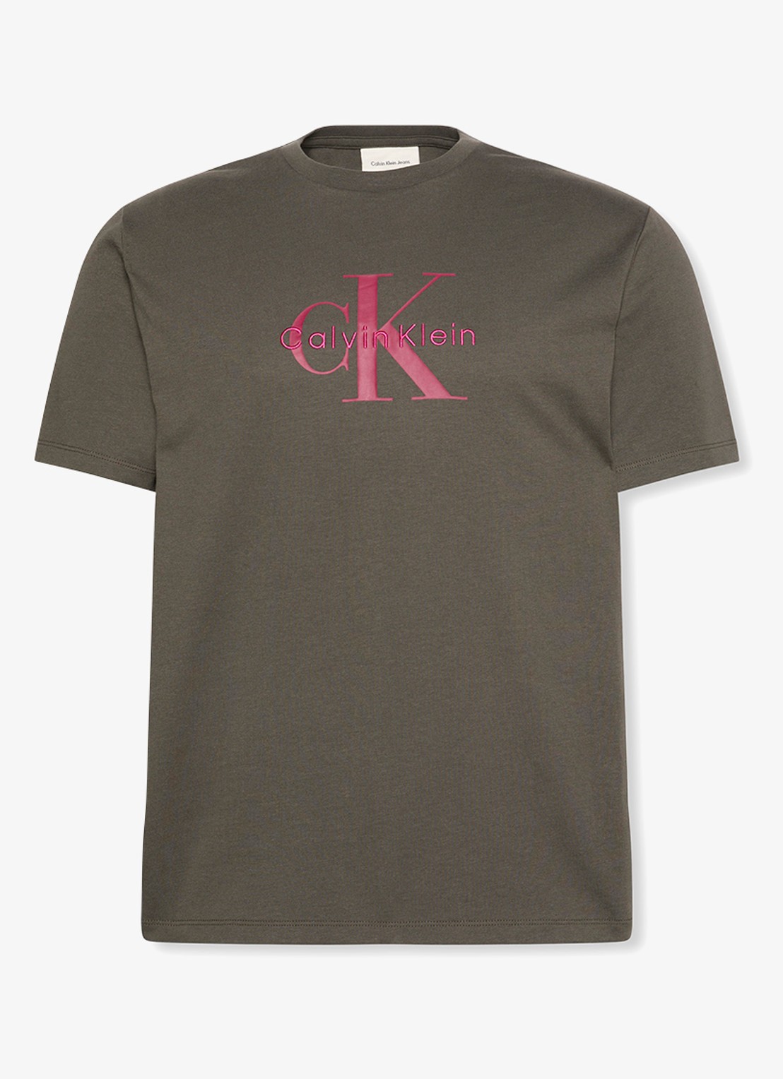 Calvin Klein Mono T-shirt met logo - voorkant 5 staalblauw