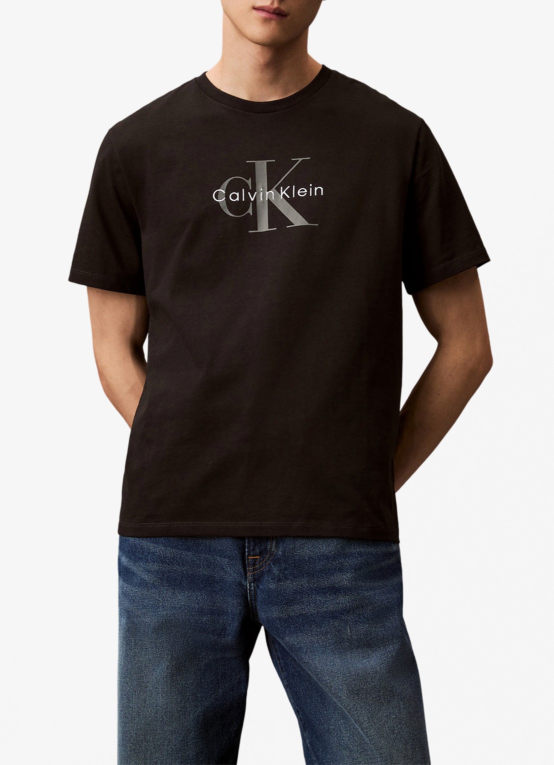 Calvin Klein Mono T-shirt met logo - detail 3 zwart