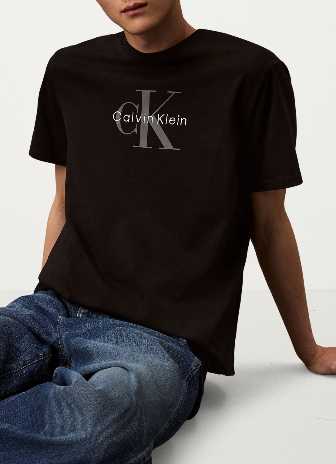 Calvin Klein Mono T-shirt met logo - detail 5 zwart