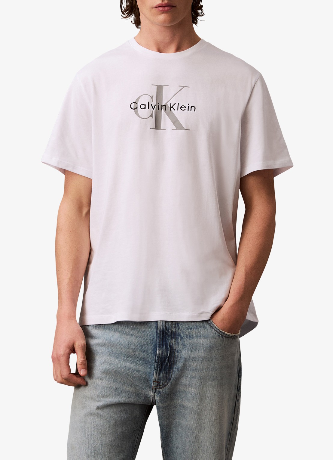 Calvin Klein Mono T-shirt met logo - detail 2 wit