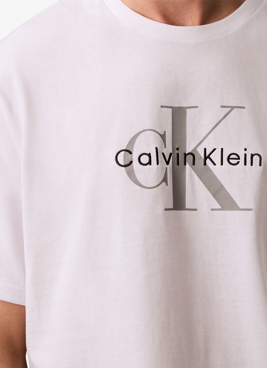 Calvin Klein Mono T-shirt met logo - detail 3 wit