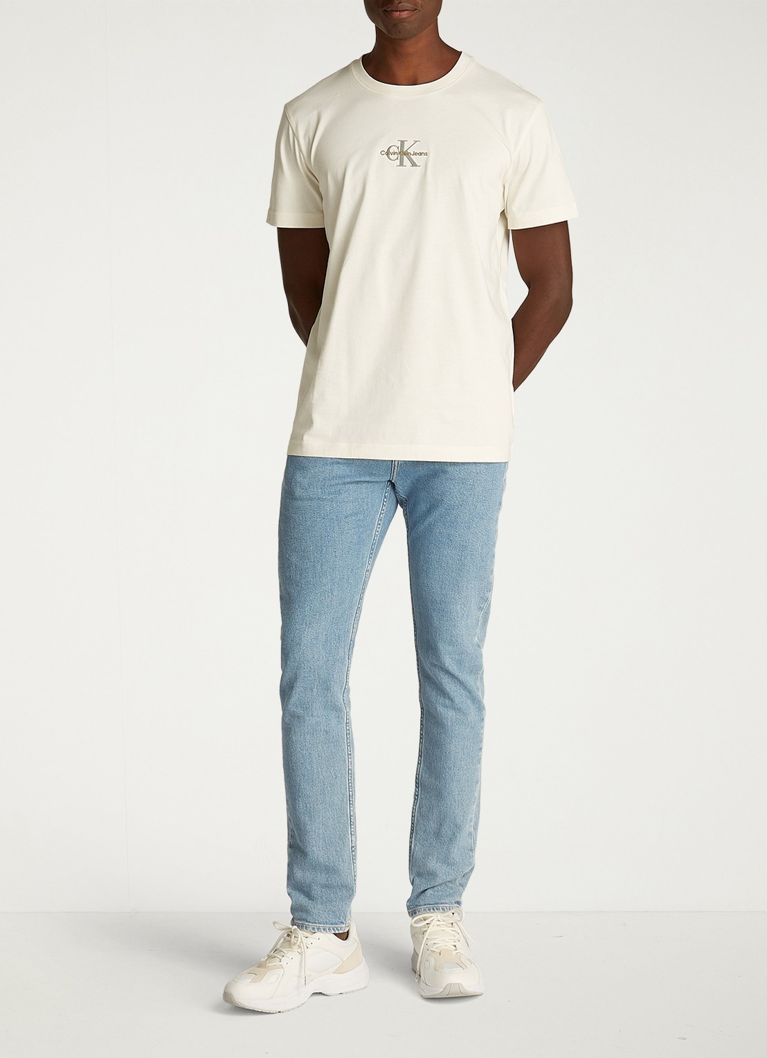 Calvin Klein MONOLOGO COTTON T-SHIRT - voorkant 5 creme