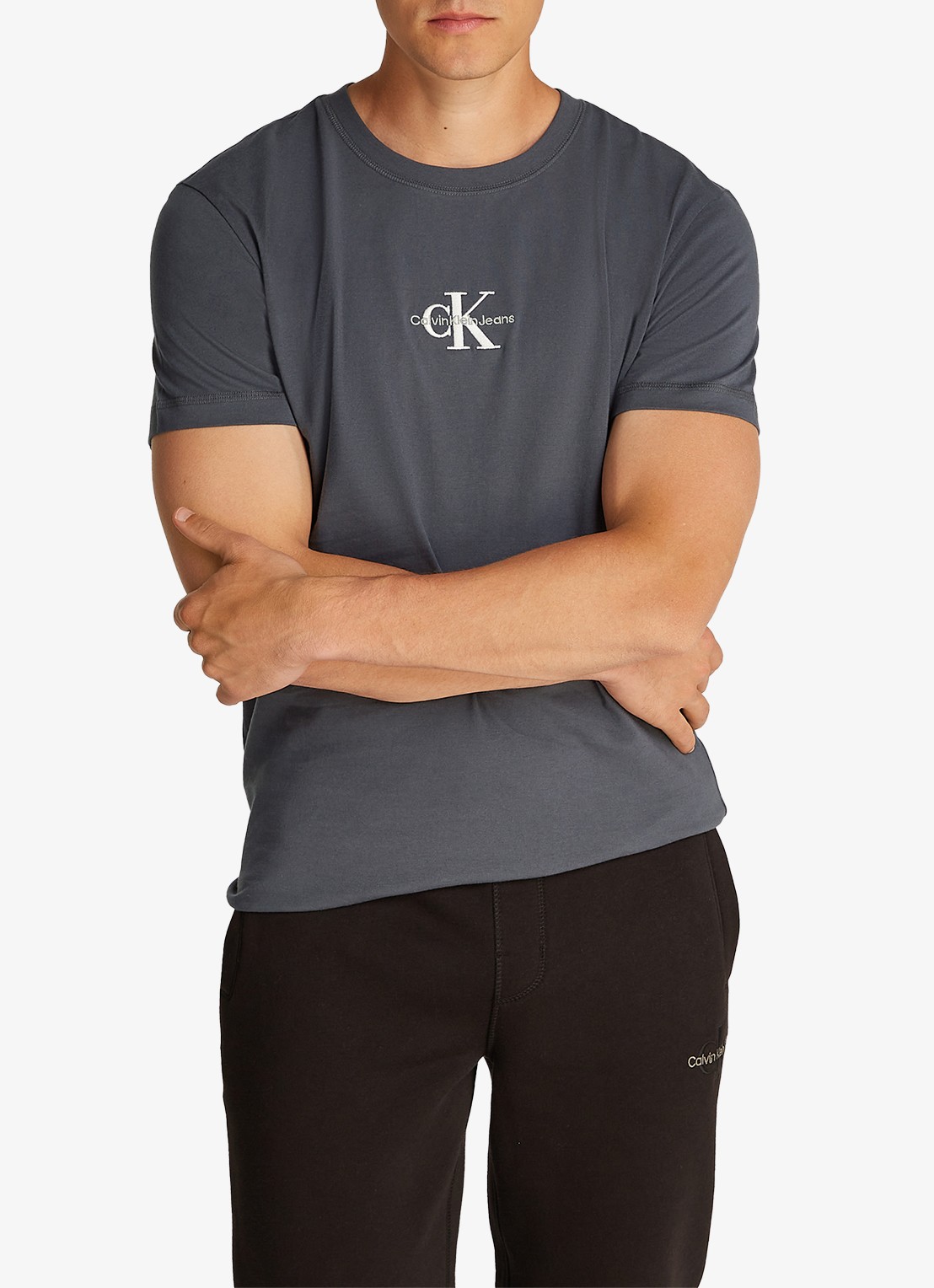 Calvin Klein MONOLOGO COTTON T-SHIRT - detail donkerblauw