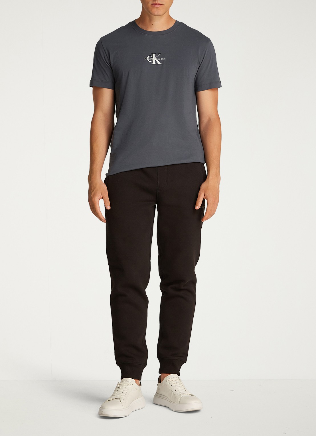 Calvin Klein MONOLOGO COTTON T-SHIRT - voorkant 4 donkerblauw
