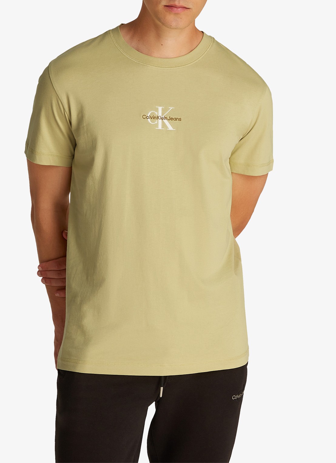 Calvin Klein MONOLOGO COTTON T-SHIRT - detail 3 donkergroen
