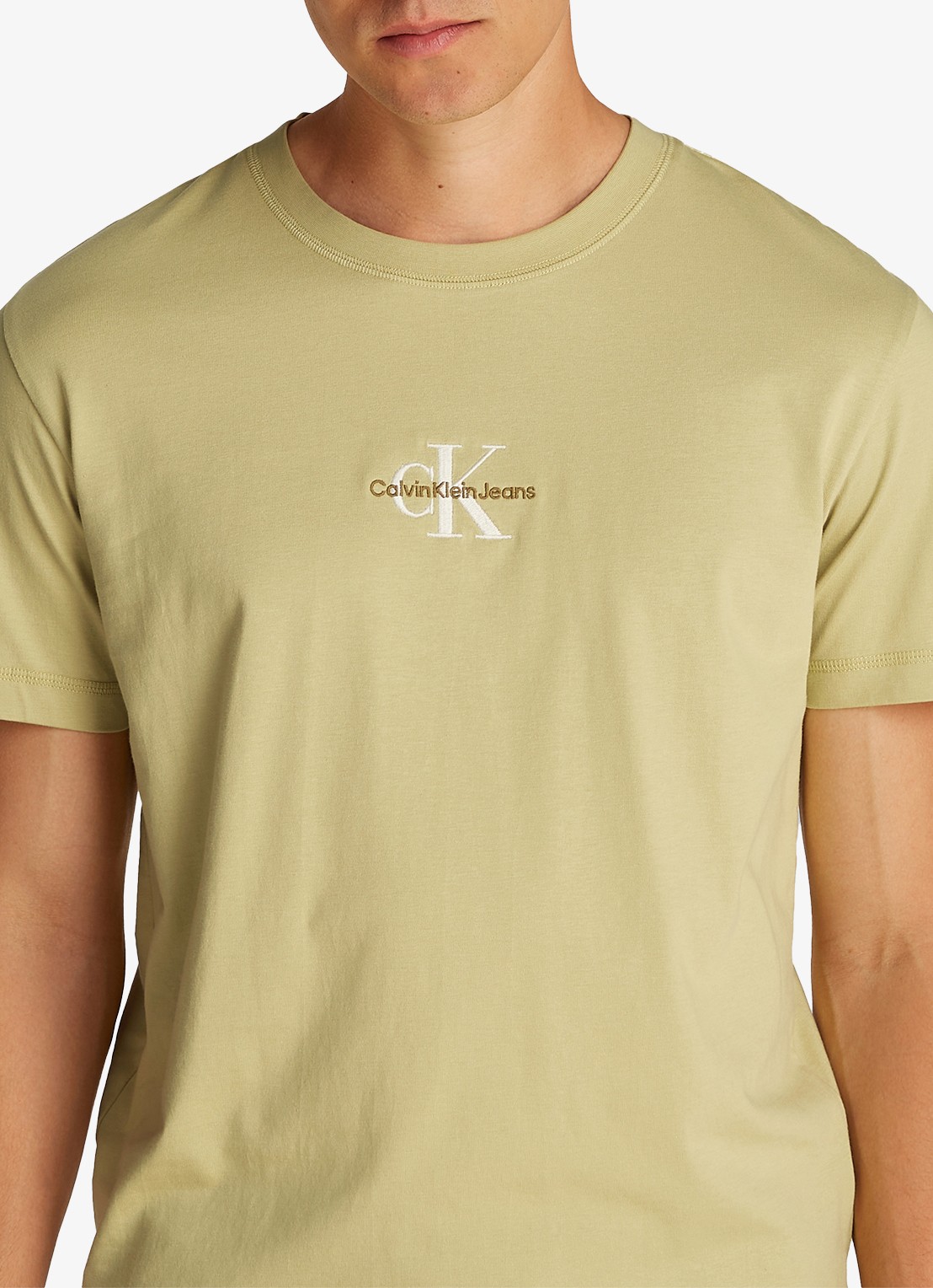 Calvin Klein MONOLOGO COTTON T-SHIRT - detail 4 donkergroen
