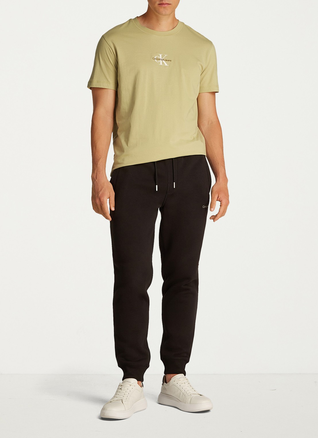 Calvin Klein MONOLOGO COTTON T-SHIRT - voorkant 2 donkergroen