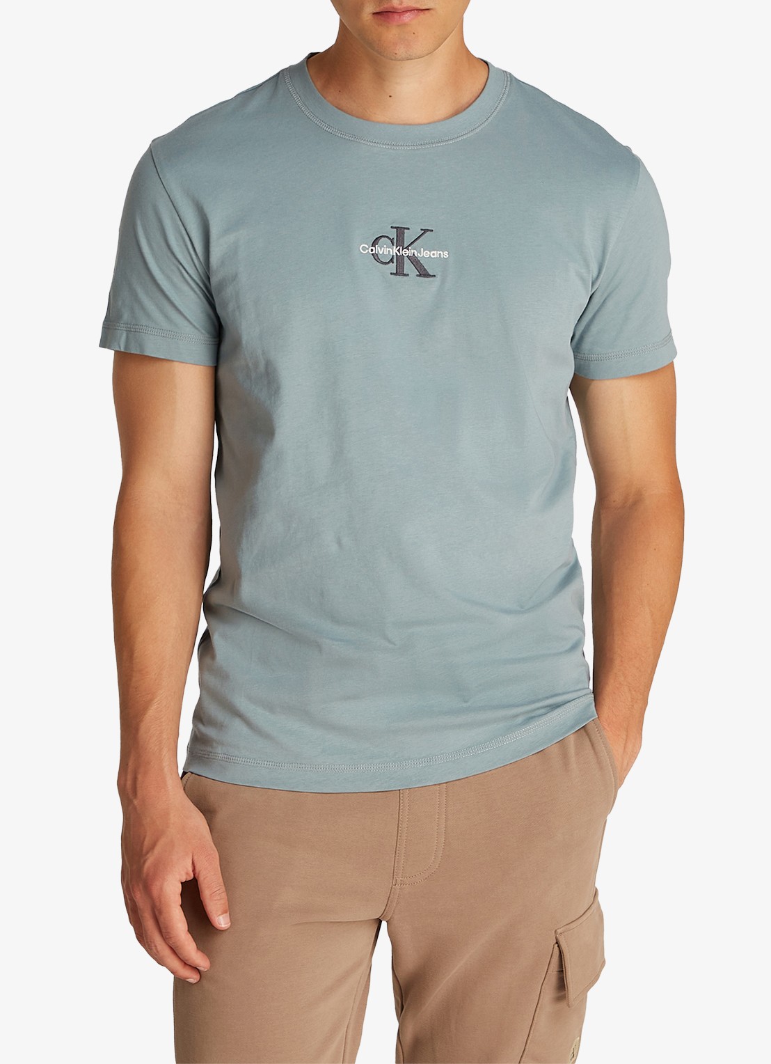 Calvin Klein MONOLOGO COTTON T-SHIRT - detail 3 blauwgrijs