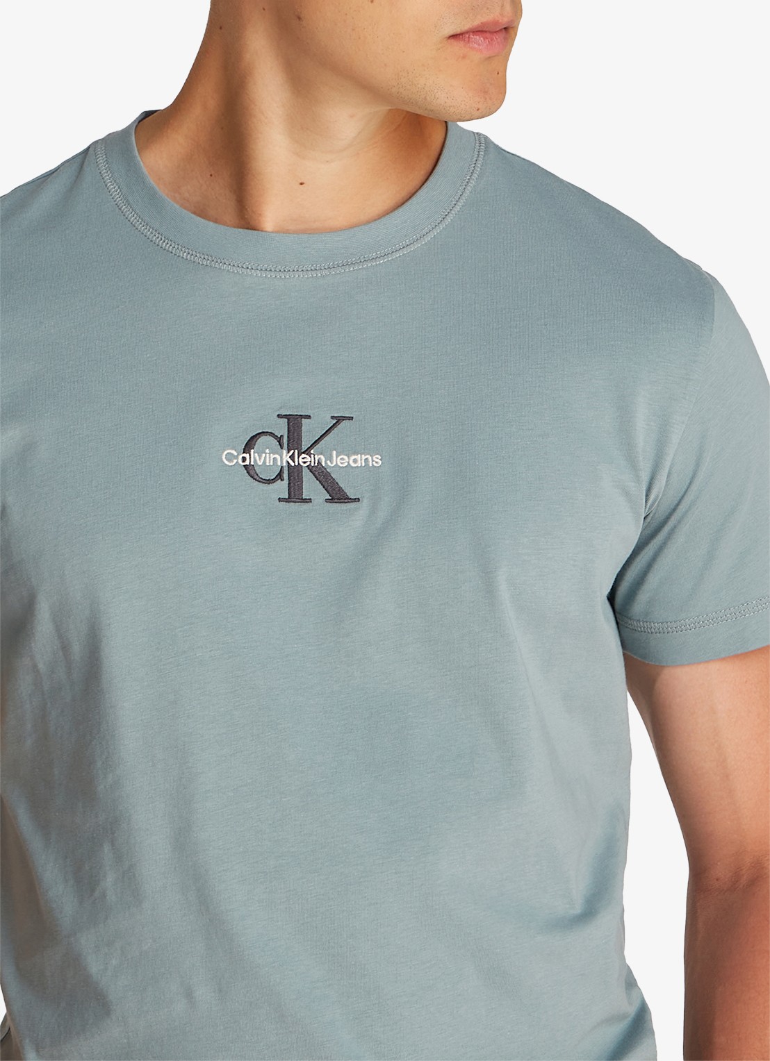 Calvin Klein MONOLOGO COTTON T-SHIRT - detail 4 blauwgrijs