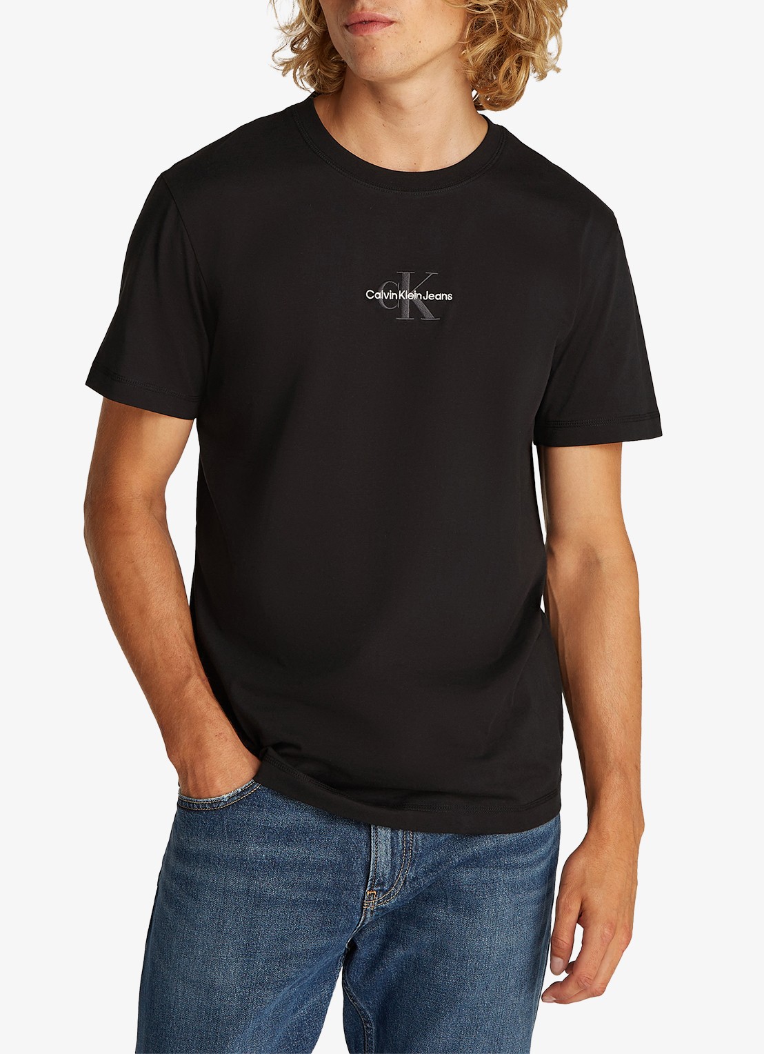 Calvin Klein MONOLOGO COTTON T-SHIRT - detail zwart