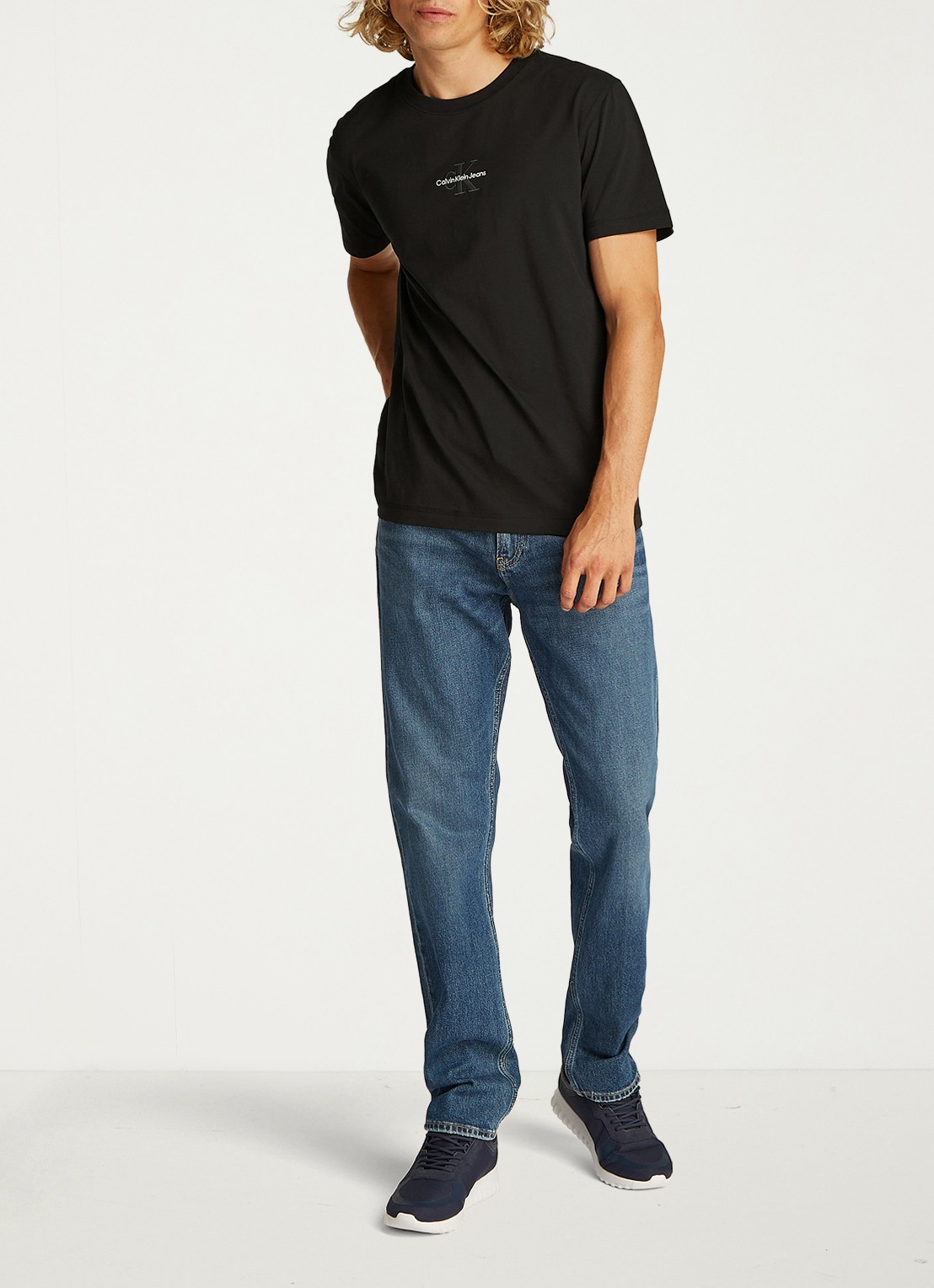 Calvin Klein MONOLOGO COTTON T-SHIRT - voorkant 5 zwart