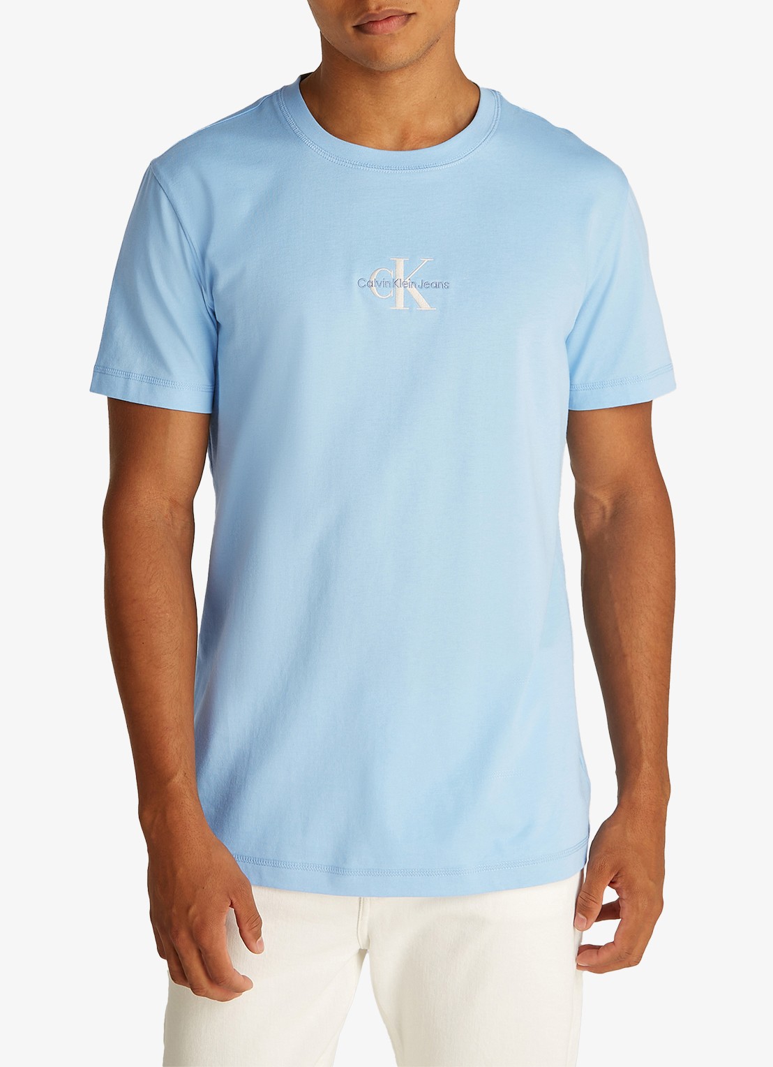 Calvin Klein MONOLOGO COTTON T-SHIRT - detail 3 blauw