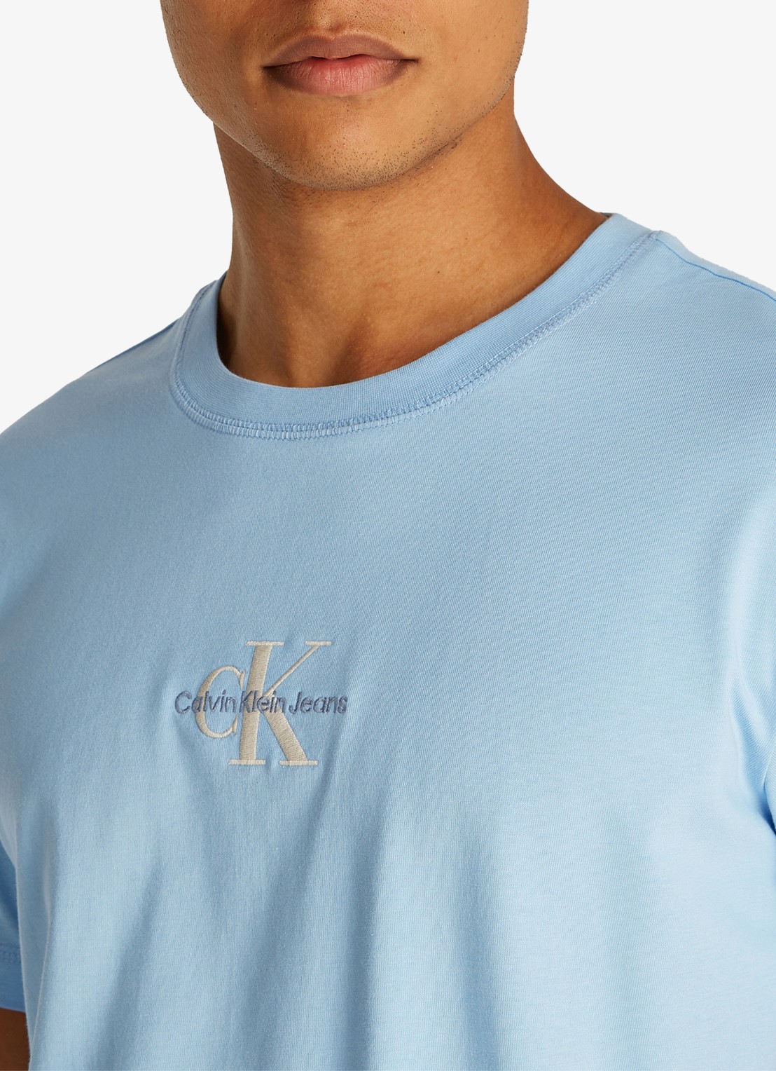Calvin Klein MONOLOGO COTTON T-SHIRT - detail 4 blauw