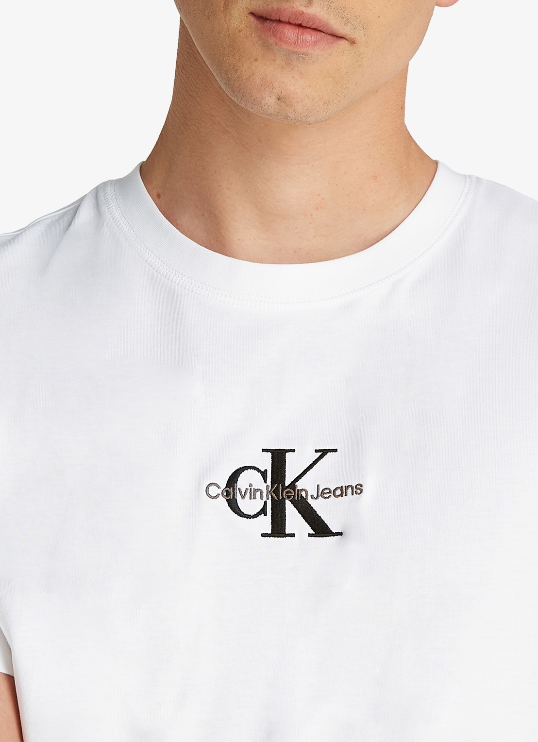 Calvin Klein MONOLOGO COTTON T-SHIRT - detail 2 wit