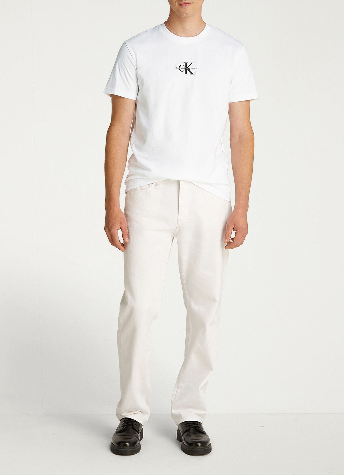 Calvin Klein MONOLOGO COTTON T-SHIRT - voorkant 4 wit