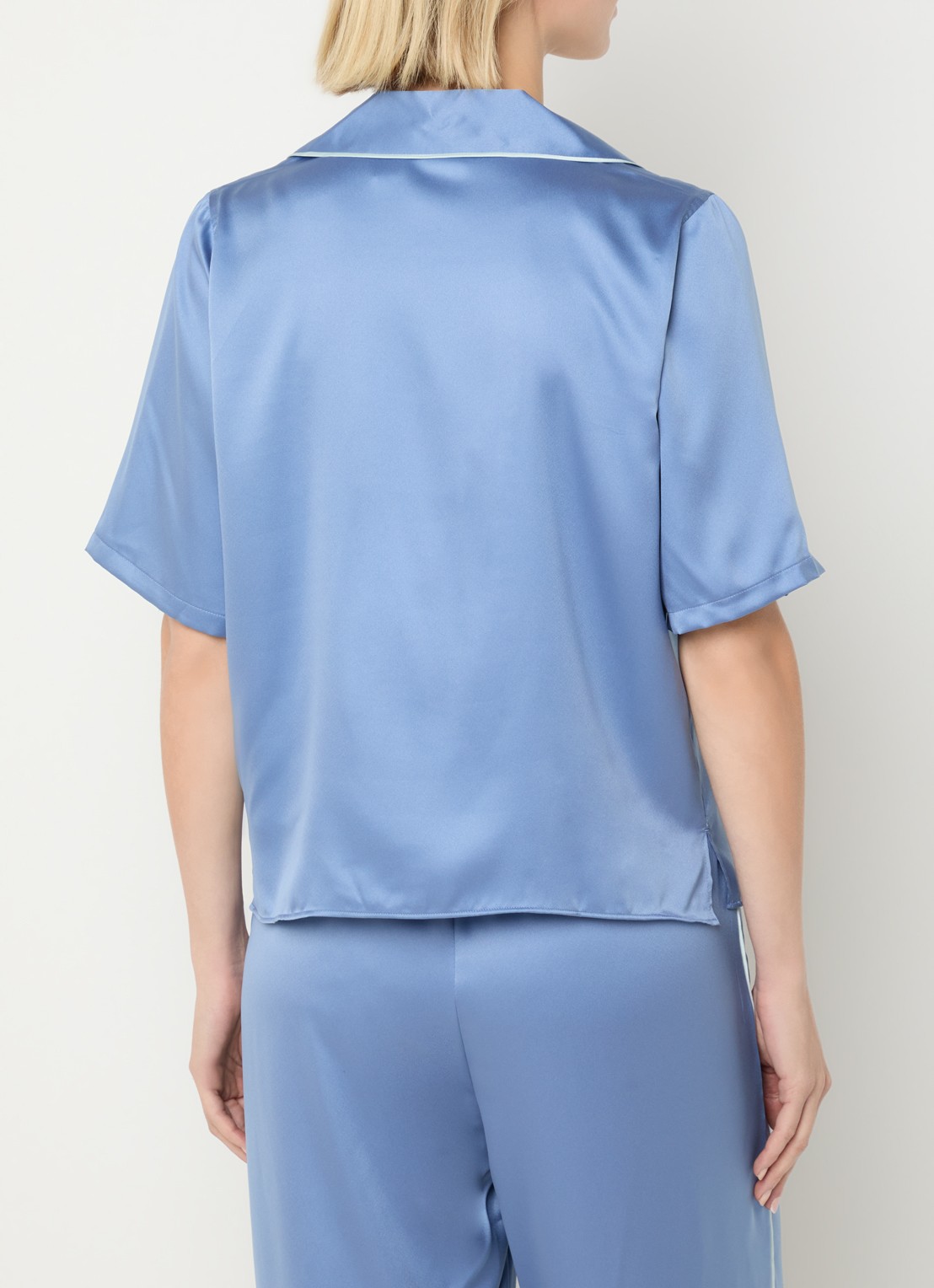 Calvin Klein Nachthemd met gestreept detail - achterkant staalblauw