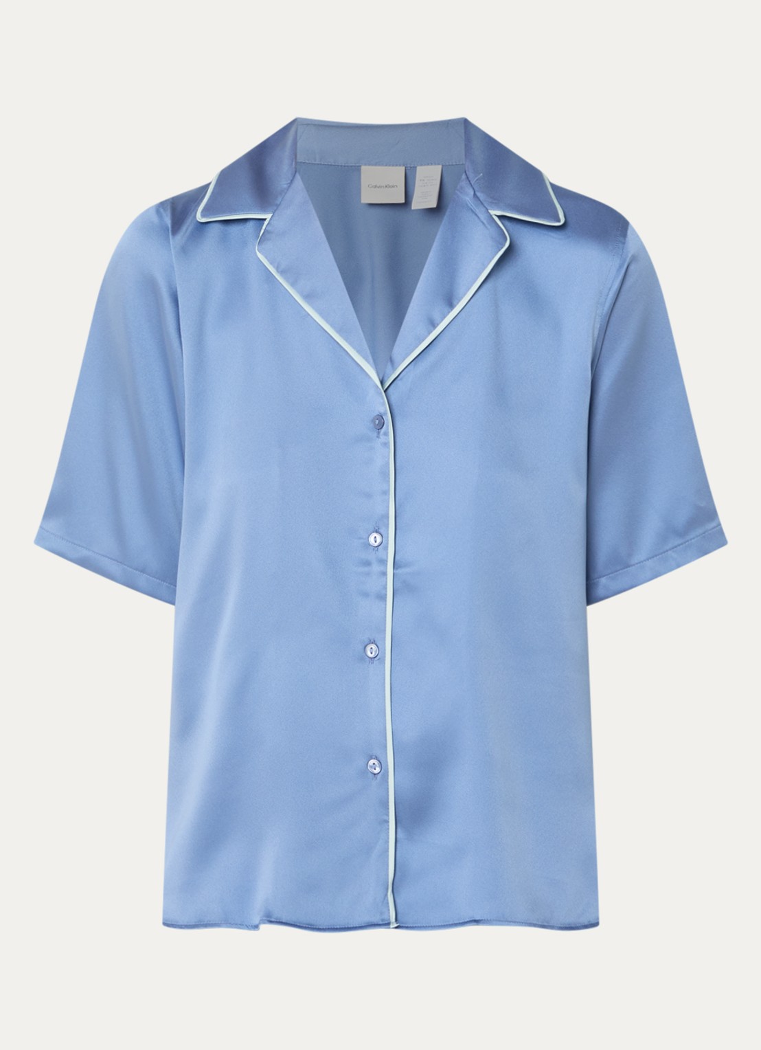 Calvin Klein Nachthemd met gestreept detail - voorkant 3 staalblauw