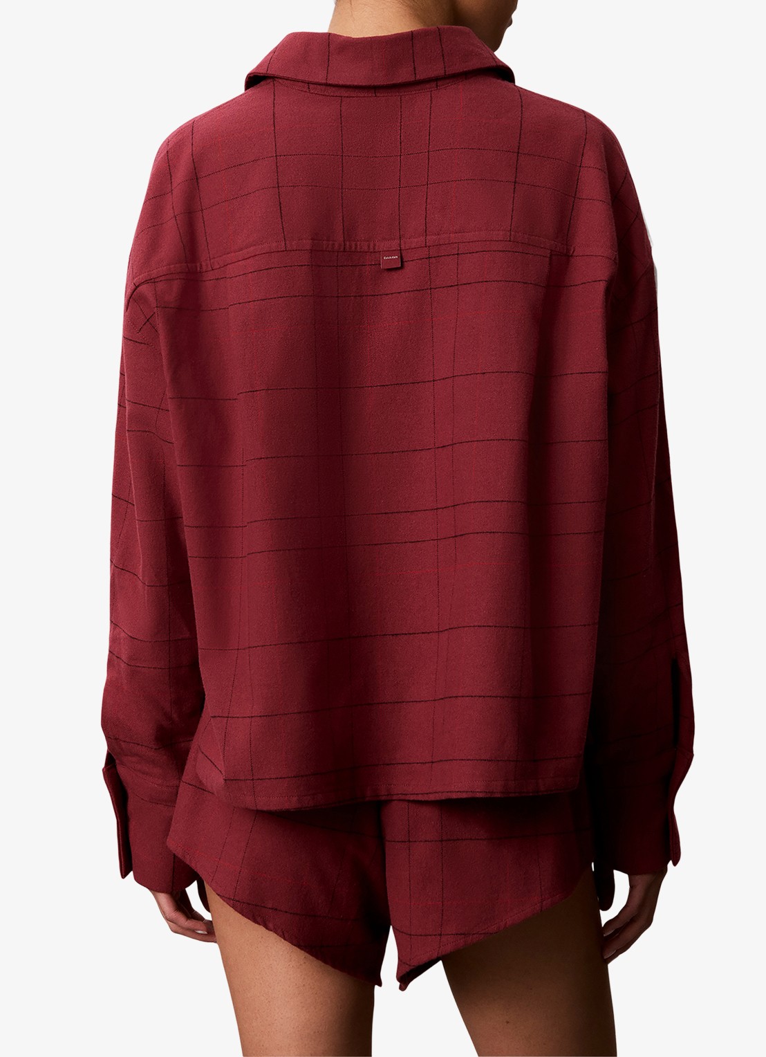 Calvin Klein Nachthemd met ruitdessin - achterkant 4 donkerrood