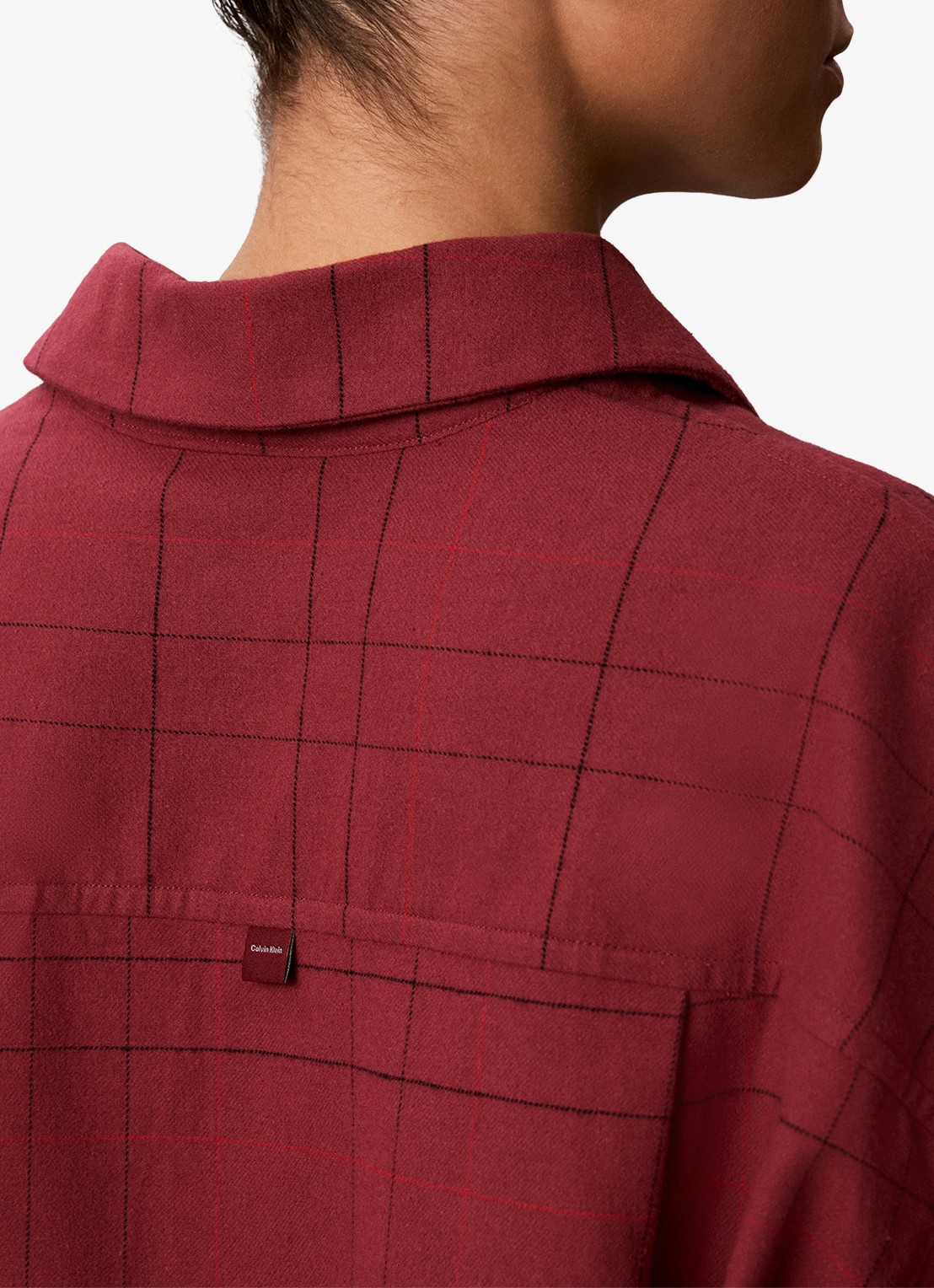 Calvin Klein Nachthemd met ruitdessin - detail 2 donkerrood