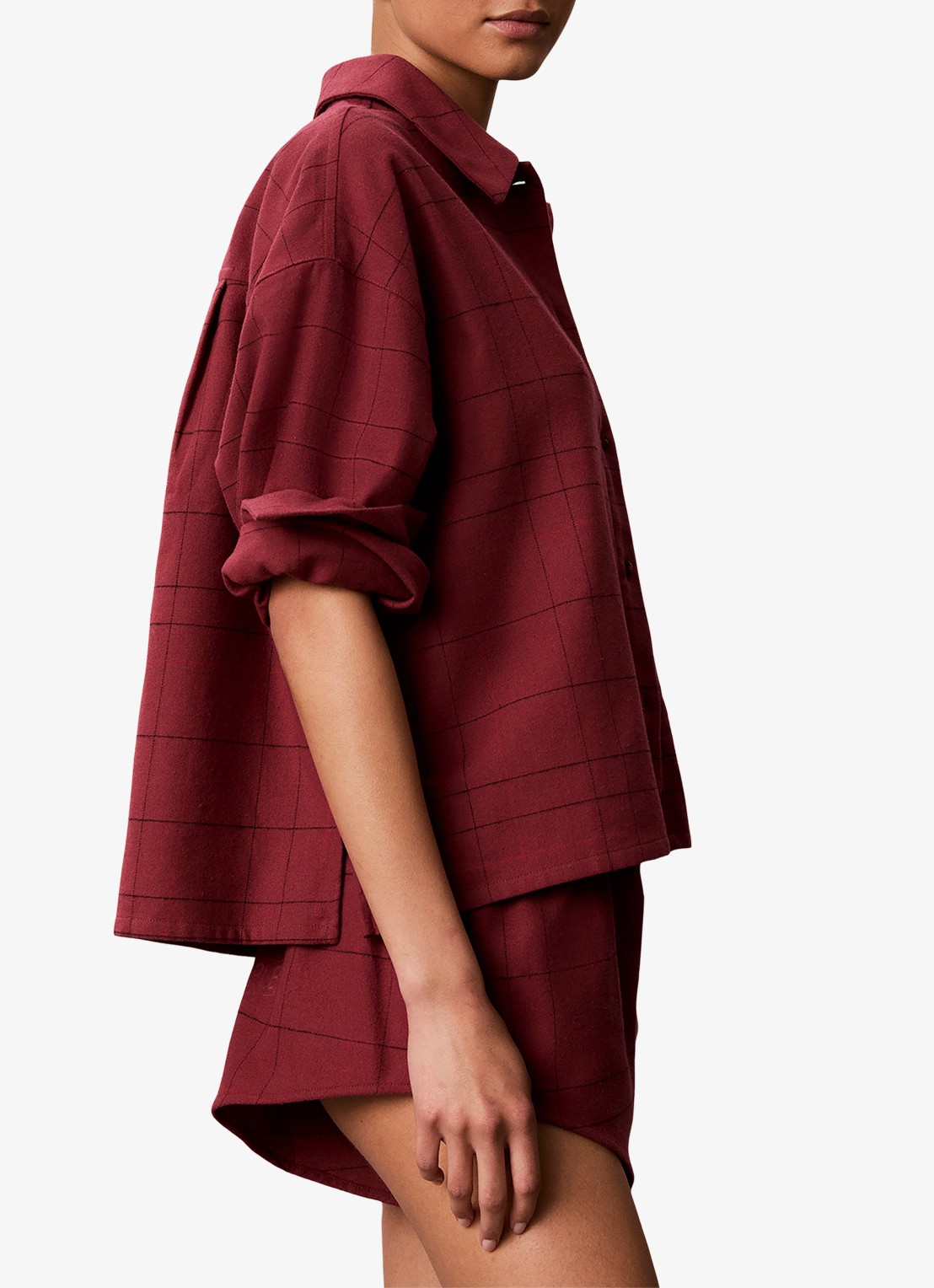 Calvin Klein Nachthemd met ruitdessin - detail 3 donkerrood